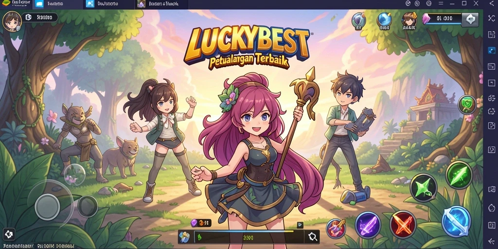 Gameplay LUCKYBEST yang menampilkan karakter anime ikonik.