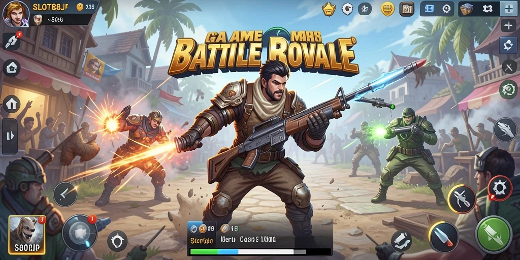 Gameplay seru SLOT88JP dalam pertempuran Battle Royale.