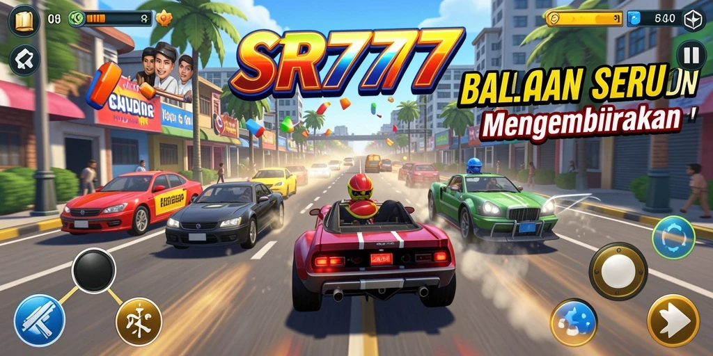 Tangkapan layar gameplay balapan seru di SR777.